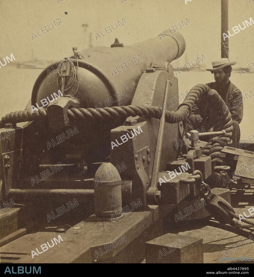 100 Pound Gun on Board the Confederate Gunboat, Teazer, Captured on the 4th July, 1862, by the Maritanza., James F. Gibson (American, born about 1828/1829, active Civil War 1862 - 1868), Print by Alexander Gardner (American, born Scotland, 1821 - 1882), July 4, 1862, Albumen silver print.