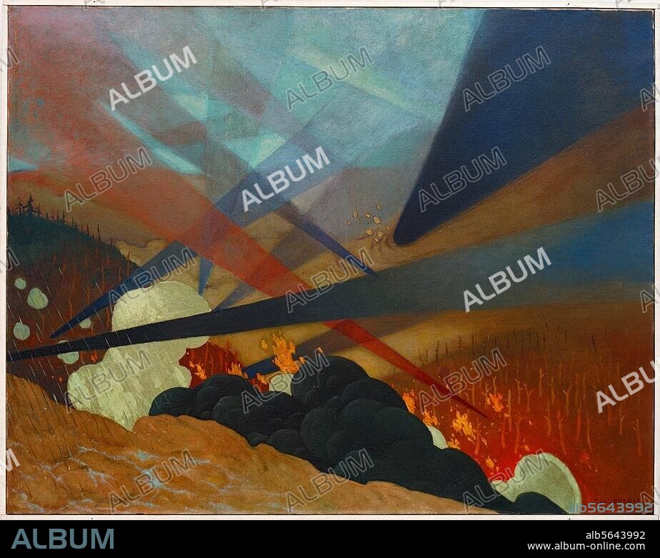 FELIX VALLOTTON (PEINTRE). Vallotton, Félix peintre suisse; 1865-1925. "Verdun, tableau de guerre interprété", 1917. Huile sur toile, H. 1,14; L. 1,46. Paris, Musée de l'Armée.