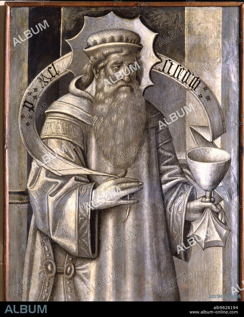 Melchizedek, prophet, king of Salem (Jerusalem) in the time of Abraham (Genesis, Chapter XIV, verse 18), back of the predella of the altarpiece of the Virgin Mary, from the monastery church of Santa Maria de Ripoll, 1455.