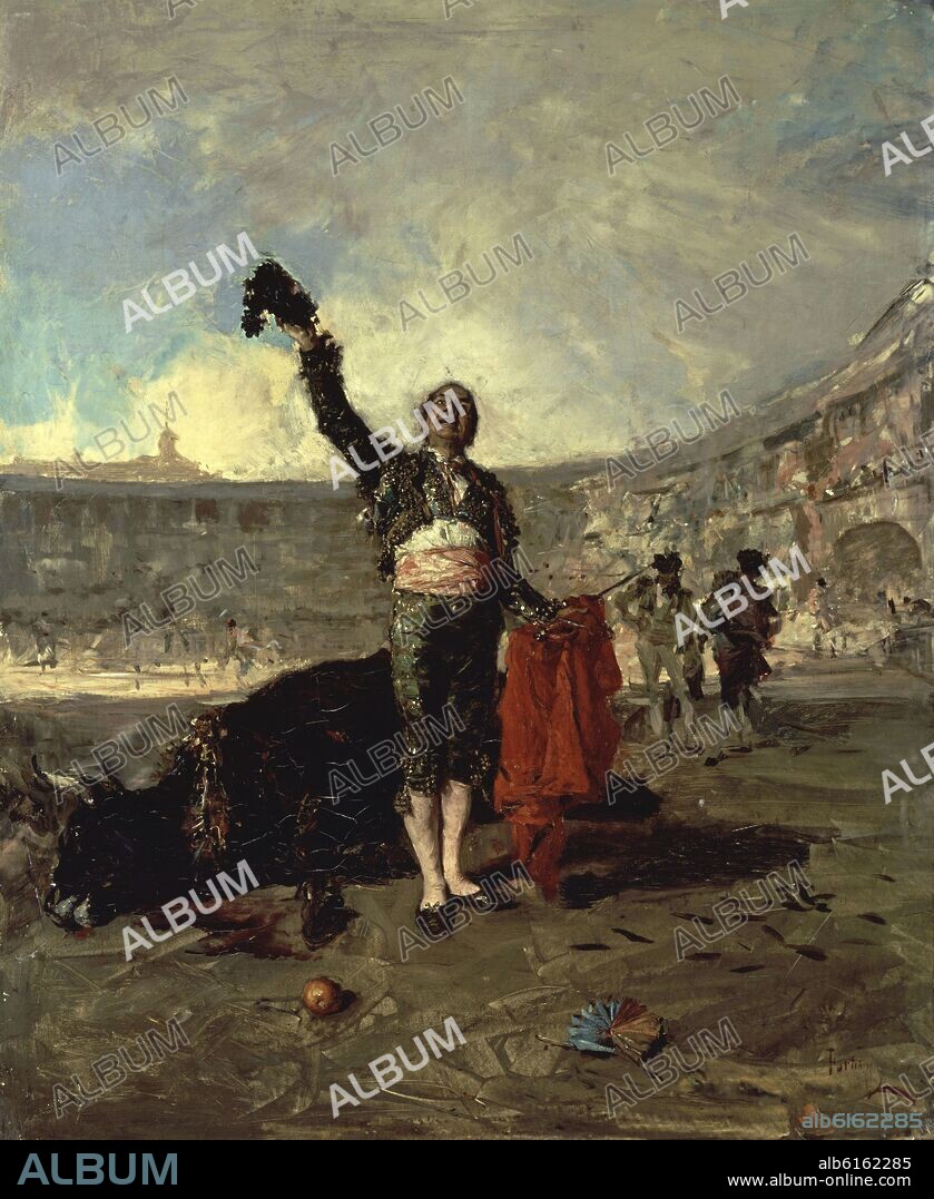 MARIANO FORTUNY. MATADOR SALUDANDO AL PUBLICO O BRINDIS DEL ESPADA - 1869 - OLEO/LIENZO - 61 x 502 cm - ECLECTICISMO ESPAÑOL -.
