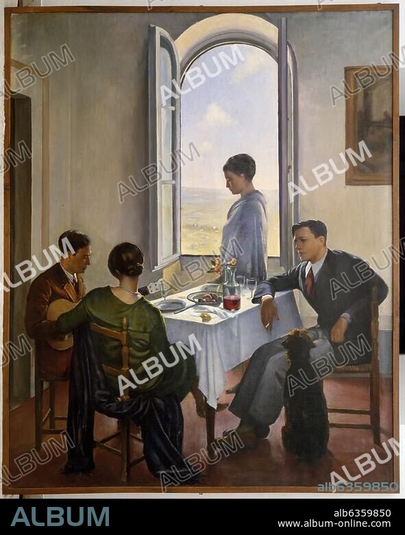BACCIO MARIA BACCI. Bacci, Baccio Maria. 1888-1974. "Pomeriggio a Fiesole" (Nachmittag in Fiesole), 1926/29. Öl auf Leinwand, 224 × 180 cm. Inv. 1890 Nr. 9686. Florenz, Galleria degli Uffizi.