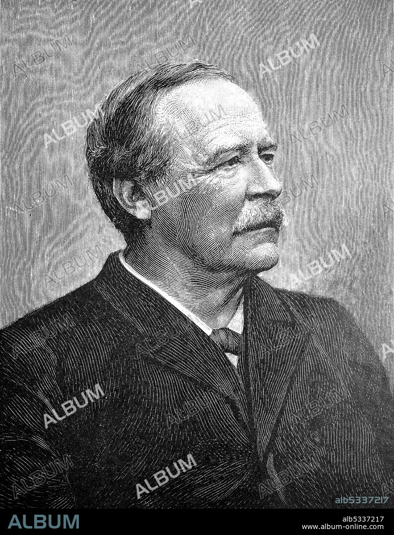Maximilian, Max, Franz August von Forckenbeck, 23 October 1821 - 26 May 1892, German lawyer and liberal politician who served as Mayor of Berlin from 1878 until his death  /  Maximilian Franz August von Forckenbeck, 23. Oktober 1821 - 26. Mai 1892, deutscher Verwaltungsjurist und Politiker im Königreich Preußen, Historisch, historical, digital improved reproduction of an original from the 19th century / digitale Reproduktion einer Originalvorlage aus dem 19. Jahrhundert,.