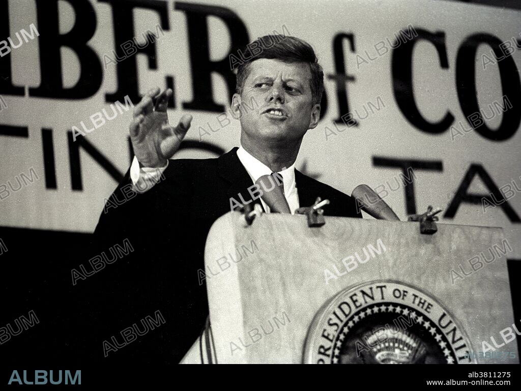 John F. Kennedy photographed in Tampa Florida on November 18, 1963. This was four days before his assassination in Dallas.