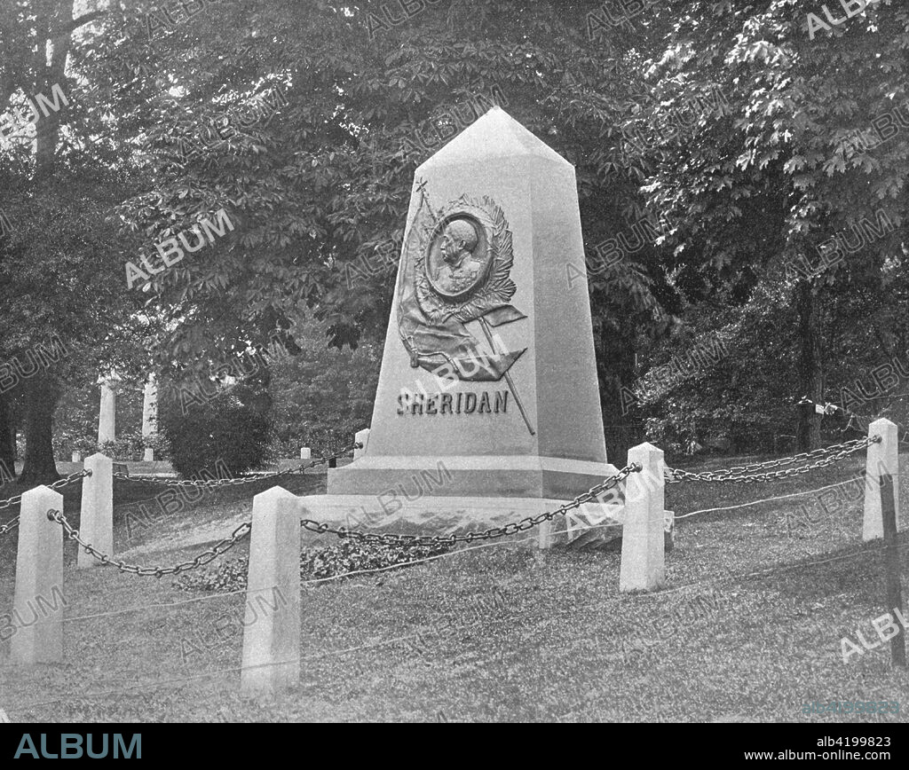 Sheridan's Tomb, Arlington National Cemetery, Virginia, USA, c1900. Monument to Civil War general Philip Sheridan (1831-1888) by Samuel James Kitson. From Scenic Marvels of the New World edited by Prof. Geo.R. Cromwell. [C.N.Greig & Co., c1900].