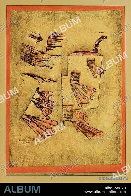 PAUL KLEE. Klee, Paul. 1879-1940. "Feuerwind" (Fire Wind), 1923, 43. Oil transfer and oil on primed paper, edges with watercolour and pen, on cardboard, 43.2 × 30.2cm. Inv. no. F 35. Bern, Kunstmuseum.