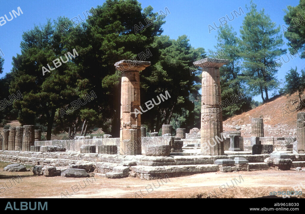 Temple of Hera, Olympia, Greece, 7th-6th century BC. The wife of Zeus, Hera was one of the major goddesses of Ancient Greece. The Romans worshipped her as Juno. The Temple of Hera at Olympia, site of the original Olympic Games, is believed to be the earliest surviving example of Doric architecture.