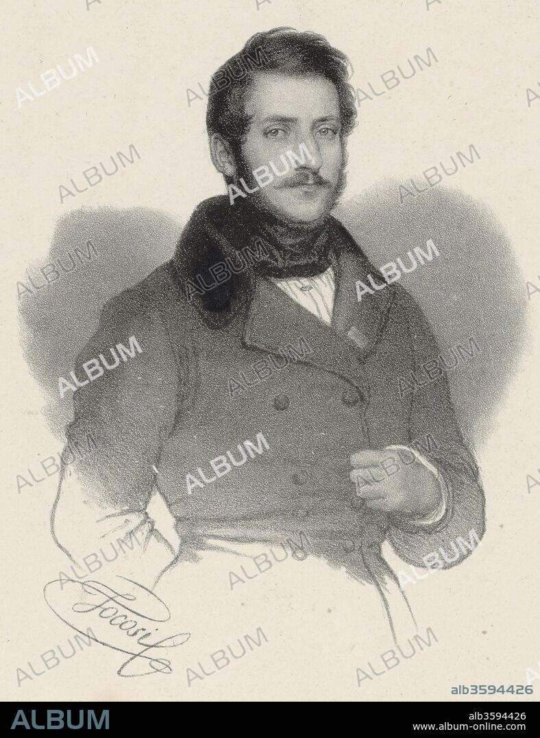 ROBERTO FOCOSI. Portrait of the composer Gaetano Donizetti (1797-1848).