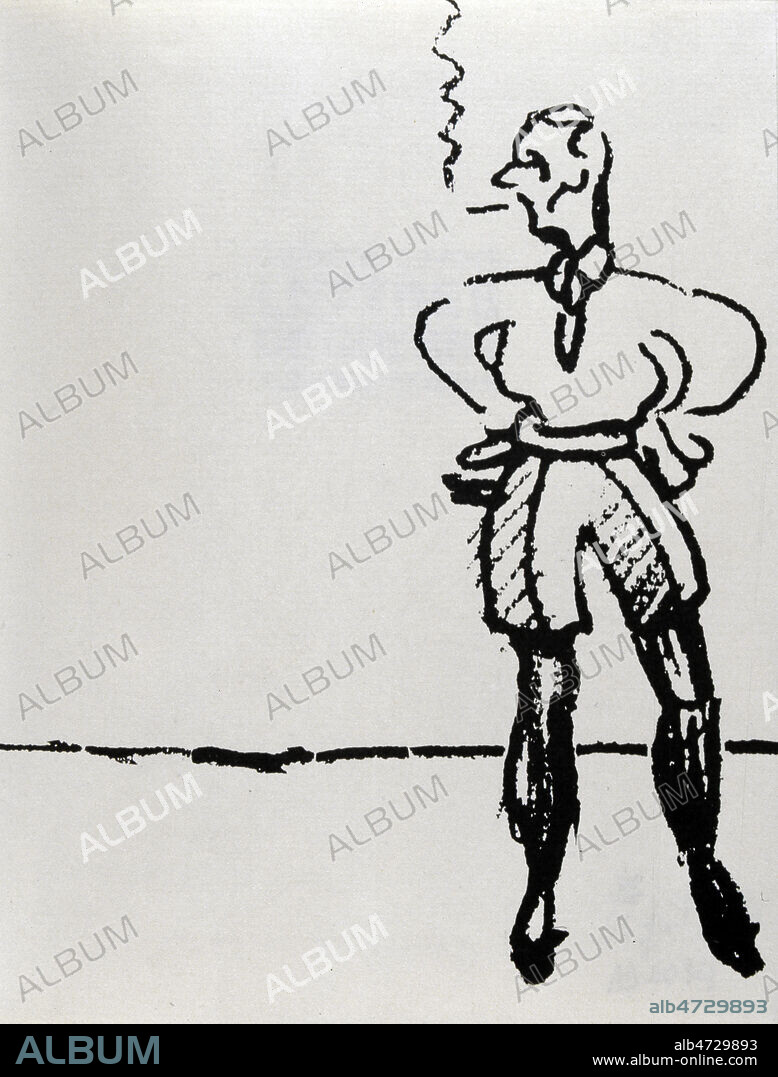 'Autoportrait de l'auteur' dessin pour le frontispice de '43 Lettres de guerre a Jeanne DERRIEN' par Jacques VACHE (1895-1919) a Paris en 1991 (XXeme s., 20eme s, 20e s.) Credit : JEAN VIGNE / KHARBINE TAPABOR.