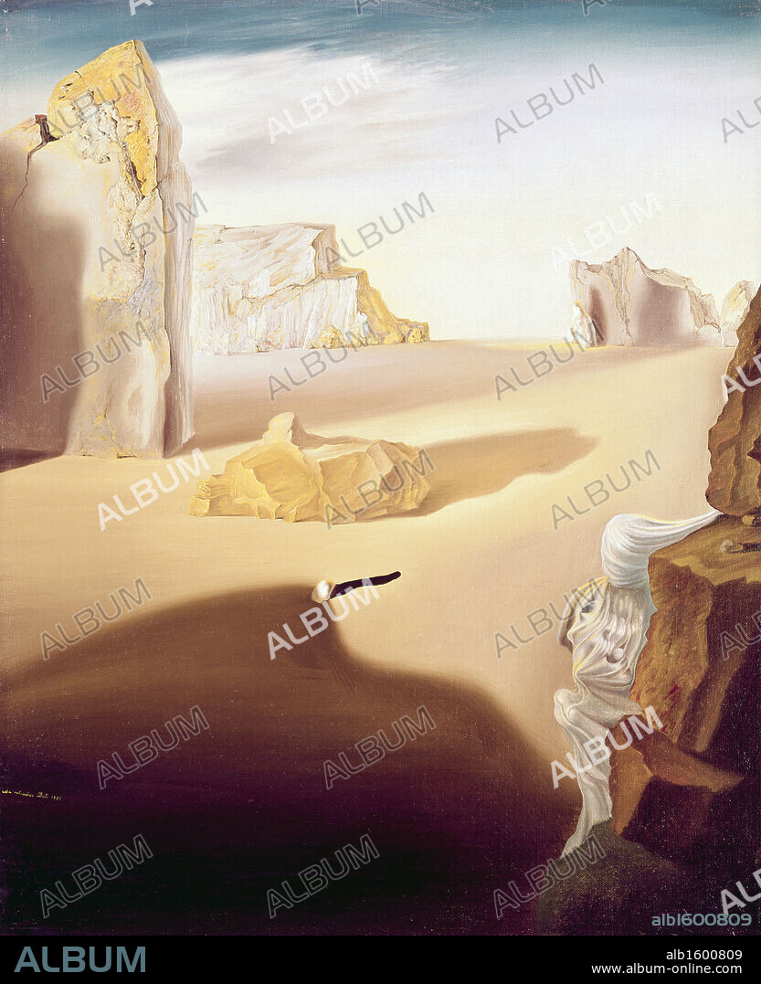 SALVADOR DALÍ. Deserted landscape by Salvador Dali.
