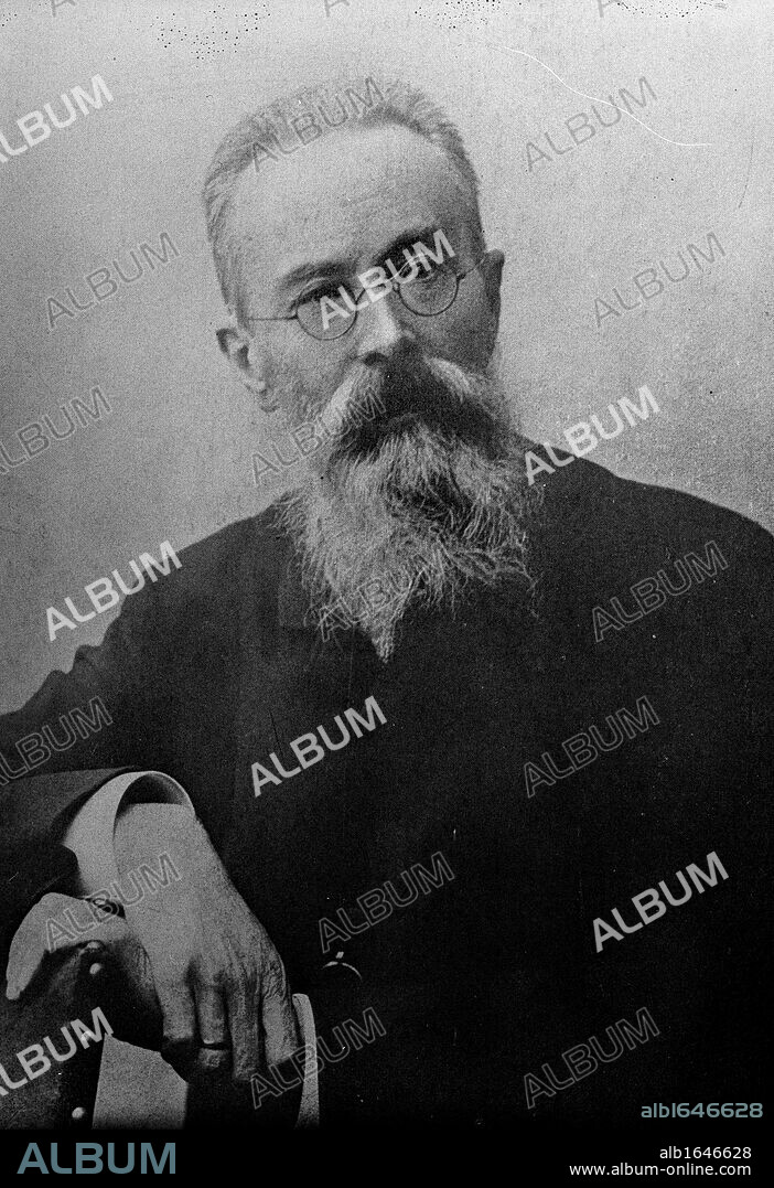 Nikolai Andreyevich Rimsky-Korsakov (1844-1908) Russian composer, a master of orchestration. A member of The Five (Balakirev, Mussorgsky, Cui, Borodin ). Head-and-shoulders image.