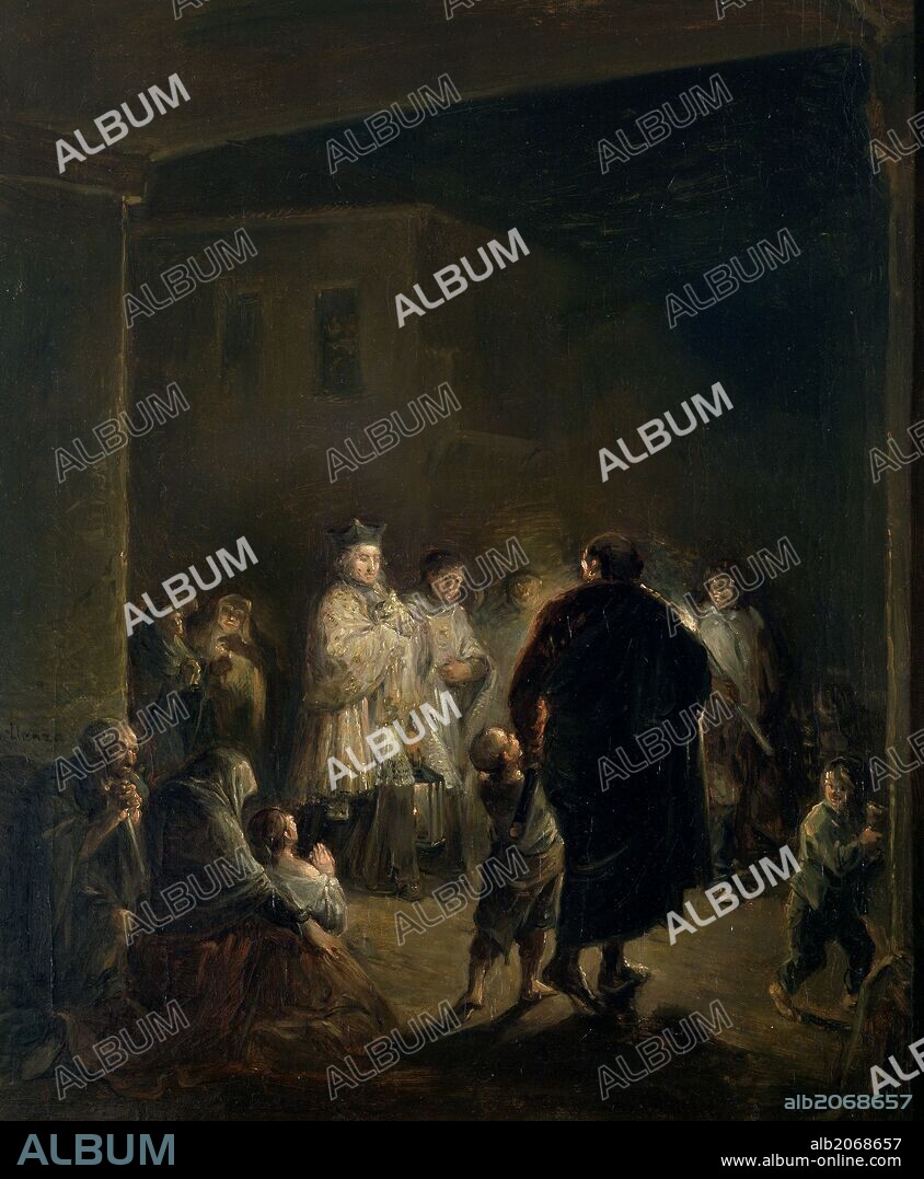 Leonardo Alenza y Nieto / 'El viático', 1840, Escuela Española, Óleo sobre Lienzo, 77 cm x 63,5 cm, P04210.