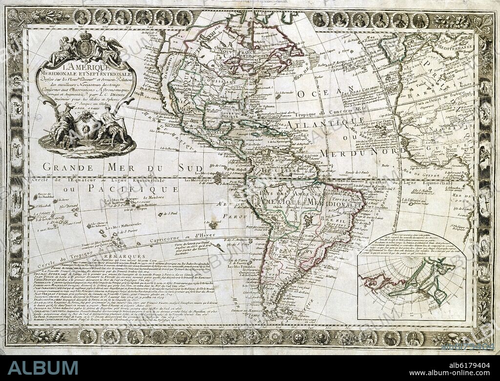LOUIS CHARLES DESNOS. MAPA DE AMERICA MERIDIONAL Y SEPTENTRIONAL - 1760.