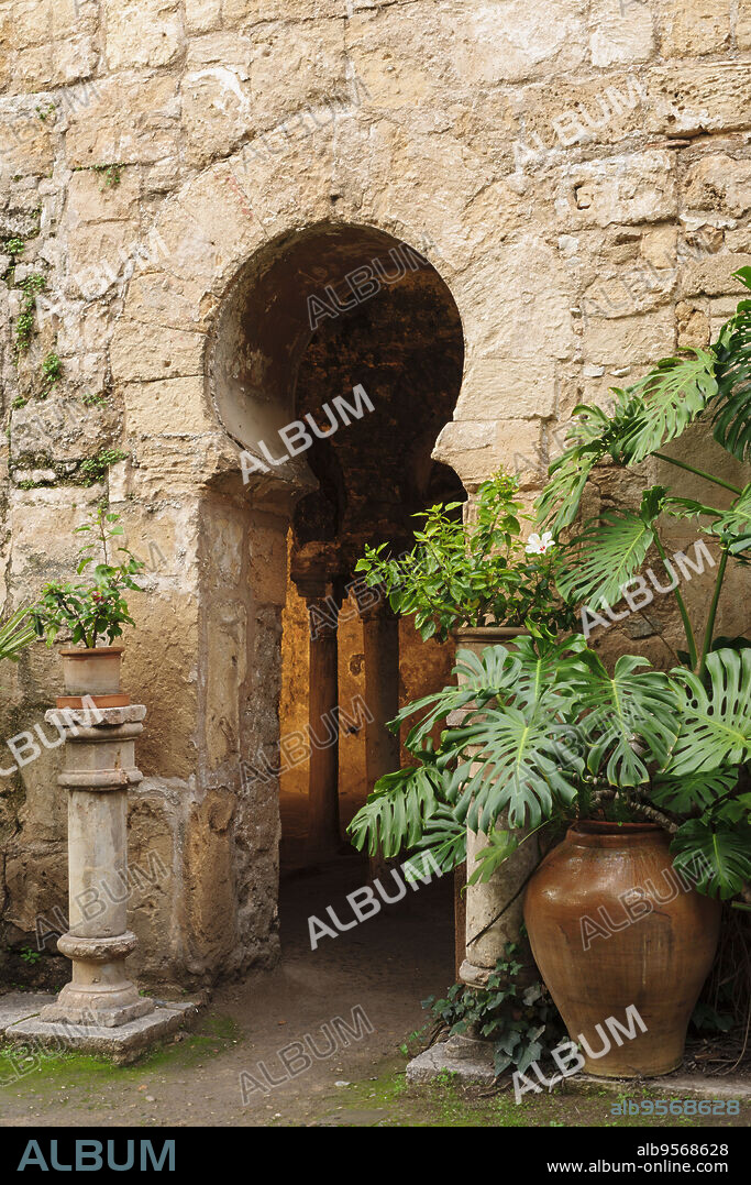 baños árabes, - Banys Àrabs - portal con arco de herradura , siglo X, Palma, Mallorca, islas baleares, españa, europa.