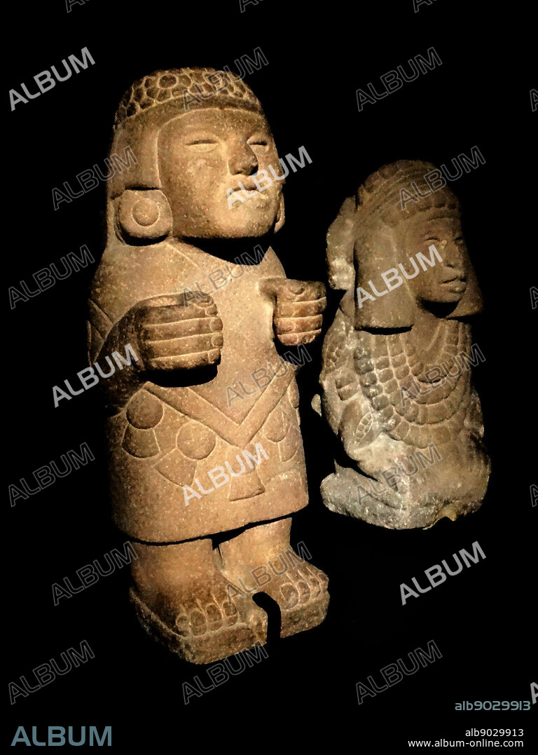 Aztec volcanic rock statue of Xochiquetzal the Goddess of love and beauty. Dated 14th Century.