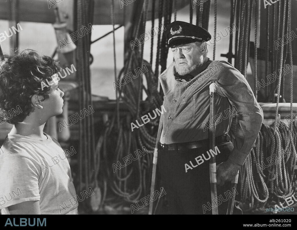 DEAN STOCKWELL and LIONEL BARRYMORE in DOWN TO THE SEA IN SHIPS, 1949, directed by HENRY HATHAWAY. Copyright 20TH CENTURY FOX.
