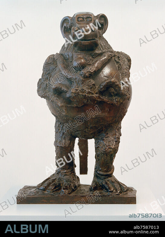 PABLO PICASSO. Picasso, Pablo. 1881-1973. "La Guenon et son petit" (Die Äffin und ihr Junges / Pavianweibchen mit Jungem), 1951. Bronze, 53 × 33 × 61 cm. Inv. Nr. Im 1414; Sammlung Im Obersteg, Basel, Kunstmuseum.