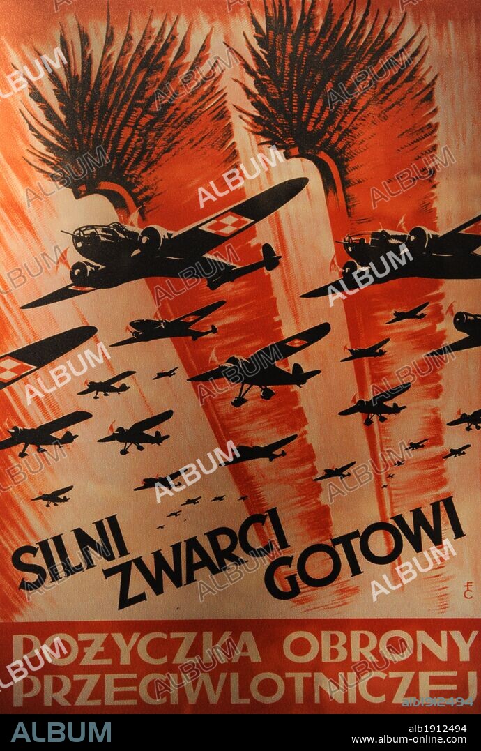 World War II. Propaganda Poster of the Polish Air Force, 1939. Oskar Schlinder Museum. Krakow. Poland.