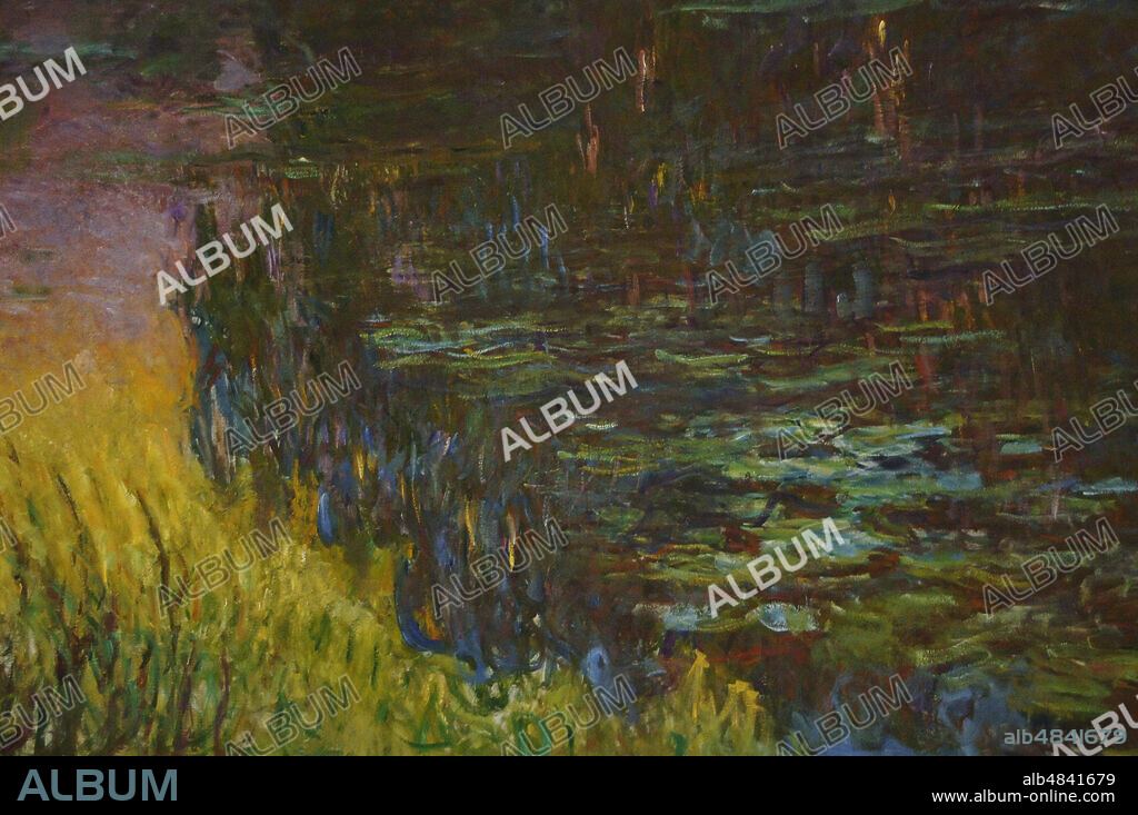 Claude Monet (1840-1926). Pintor impresionista francés. Serie Nenúfares. Sol Poniente, hacia 1915-1926. Óleo sobre lienzo. Detalle. Museo de l'Orangerie. París. Francia.