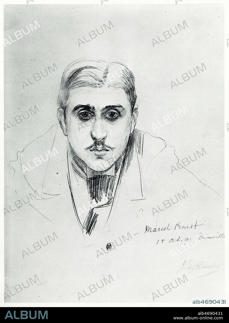 JACQUES-ÉMILE BLANCHE. Portrait de Marcel PROUST le 1er Octobre 1891 a Trouville. Dessin de Jacques-Emile BLANCHE (1861-1942). Credit : Coll. Kharbine Tapabor.