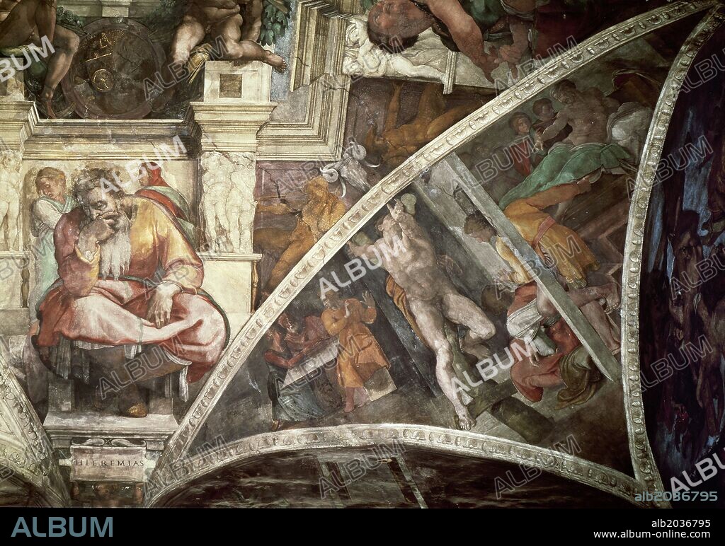 MIGUEL ANGEL. Miguel Ángel / 'Capilla Sixtina: El castigo de Amán', 1510, Fresco.