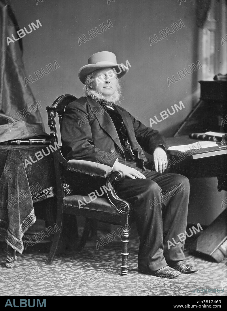 Horace Greeley (February 3, 1811 - November 29, 1872) was an American newspaper editor, a founder of the Liberal Republican Party, a reformer, a politician, and an outspoken opponent of slavery. The New York Tribune (which he founded and edited) was America's most influential newspaper from the 1840's to the 1870's and established Greeley's reputation as one of the greatest editor's of his day. He was an excellent judge of newsworthiness and quality of reporting. Greeley used it to promote the Whig and Republican parties, as well as opposition to slavery. He supported vegetarianism, opposed liquor, attacked monopolies, and championed the working man. Crusading against the corruption of Grant's Republican administration, he was the new Liberal Republican Party's candidate in the 1872 presidential election. While pursuing his political career, Whitelaw Reid, owner of the New York Herald, gained control of the Tribune. Greeley lost in a landslide. Not long after the election, his wife died. He descended into madness and died before the electoral votes could be cast. In his final illness, allegedly Greeley spotted Reid and cried out, "You son of a bitch, you stole my newspaper." He was noted for his eccentricities. His attire in even the hottest weather included a full-length coat, and he was never without an umbrella. His interests included spiritualism and phrenology.