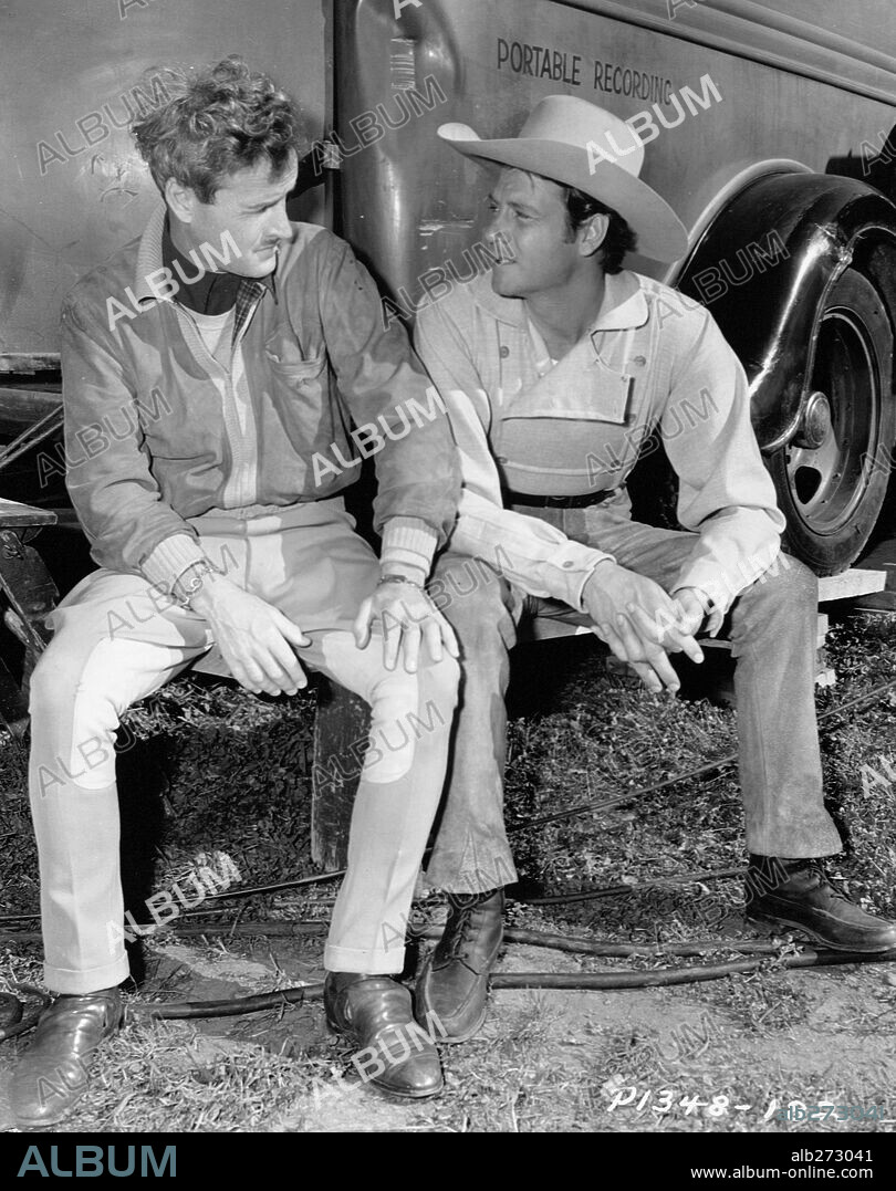 JOEL MCCREA y WILLIAM A. WELLMAN en LAS AVENTURAS DE BUFFALO BILL, 1944 (BUFFALO BILL), dirigida por WILLIAM A. WELLMAN. Copyright 20TH CENTURY FOX.
