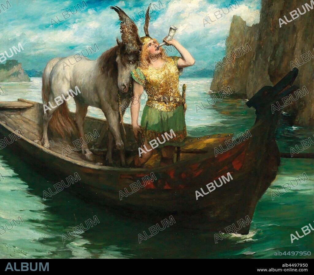 FERDINAND LEEKE. Siegfried's Journey to the Rhine. The Twilight of the Gods. Singer Hubert Leuer as Siegfried.
