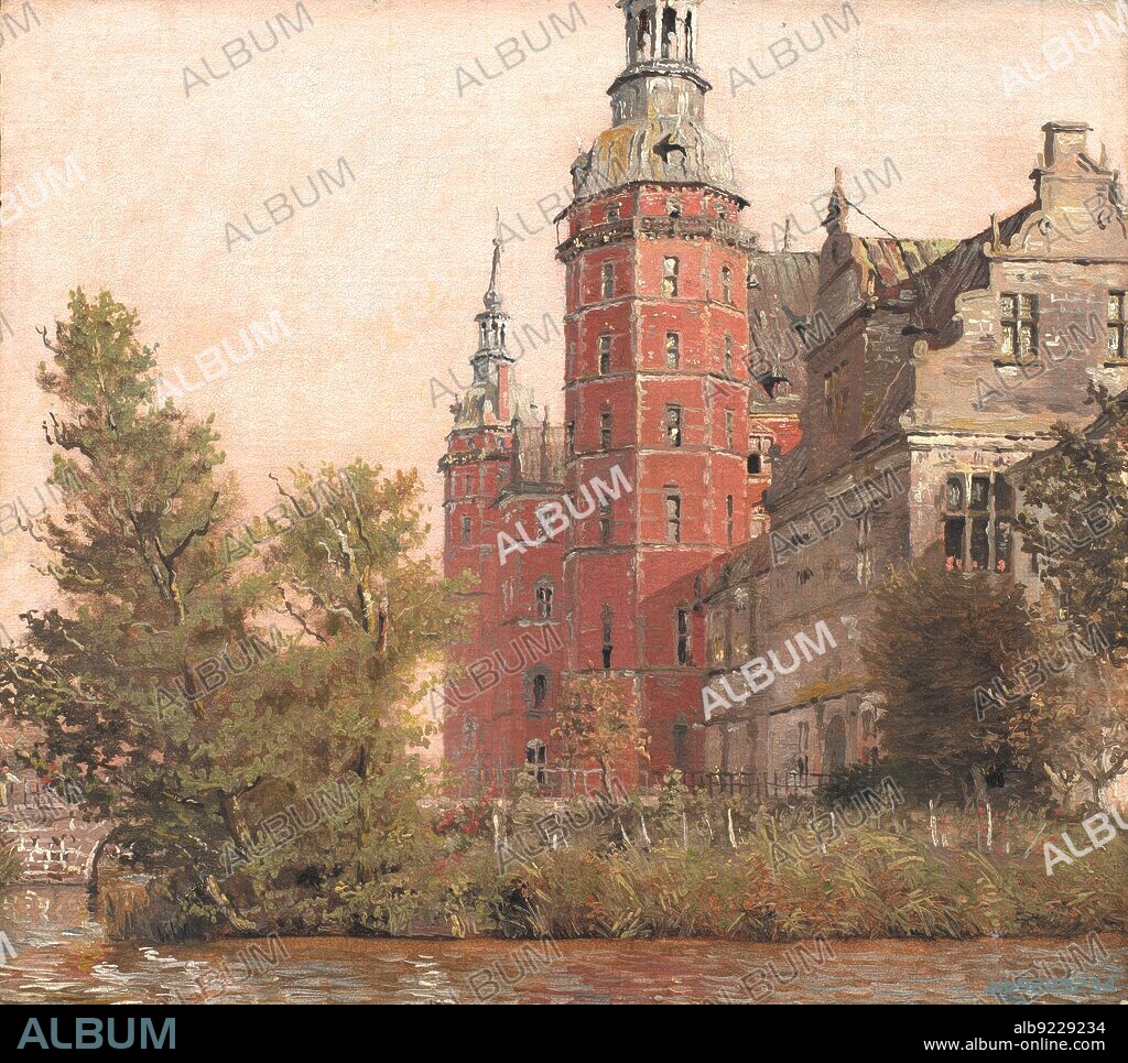 CHRISTEN KØBKE. Frederiksborg Castle seen from the Northwest. Study;Frederiksborg Castle. View near the Montbro Bridge, 1835.