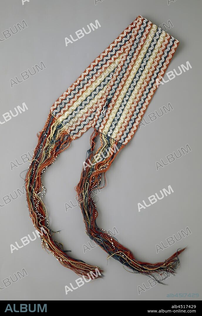 Wyandot, Native American, Sash, ca. 1835, wool yarn and glass beads, Overall (woven area): 28 1/2 × 5 1/8 inches (72.4 × 13 cm).