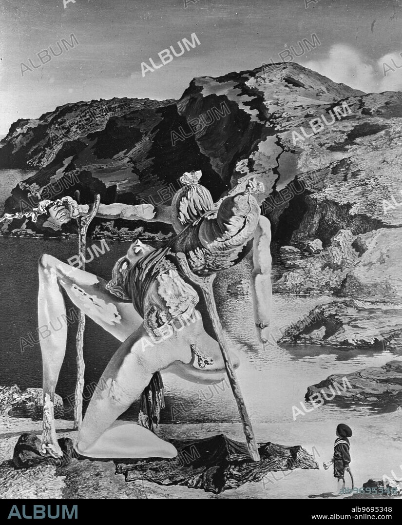 SALVADOR DALÍ. Salvador Dali painting Le Spectre du Sex Appeal. One of 40 of Dali's works on display at an exhibition at the Leferve Galleries in Bruton Street, London. 2 December 1951.