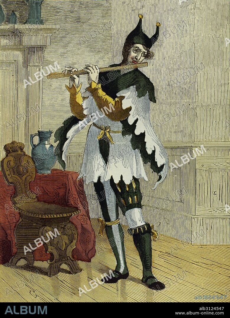 BUFON tocando la flauta. Ilustración del siglo XIX.