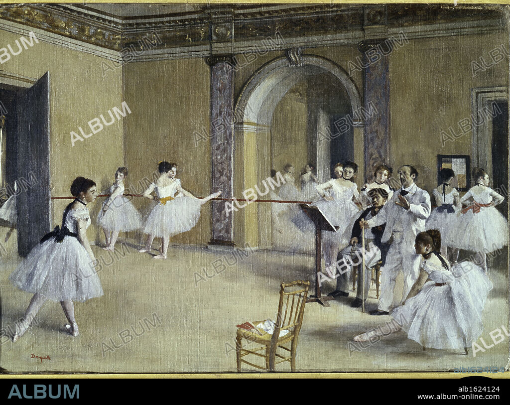 The Dance Foyer at the Opera on the Rue Le Peletier  1872  Edgar Degas (1834-1917 French)  Musee d' Orsay, Paris, France.