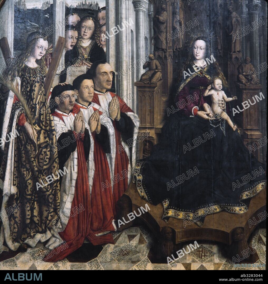 LLUÍS DALMAU. Virgen de los «Consellers», 1443-1445. Detalle. Óleo sobre tabla de roble. 316 x 312,5 x 32,5 cm. Procede del altar de la capilla de la Casa de la Ciutat, Barcelona. Museu Nacional d'Art de Catalunya, Barcelona.