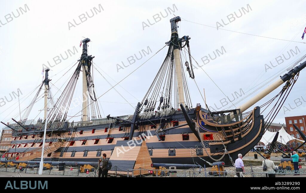 HMS Victory is a 104-gun first-rate ship of the line of the Royal Navy, ordered in 1758, laid down in 1759 and launched in 1765. She is best known as Lord Nelson's flagship at the Battle of Trafalgar in 1805.