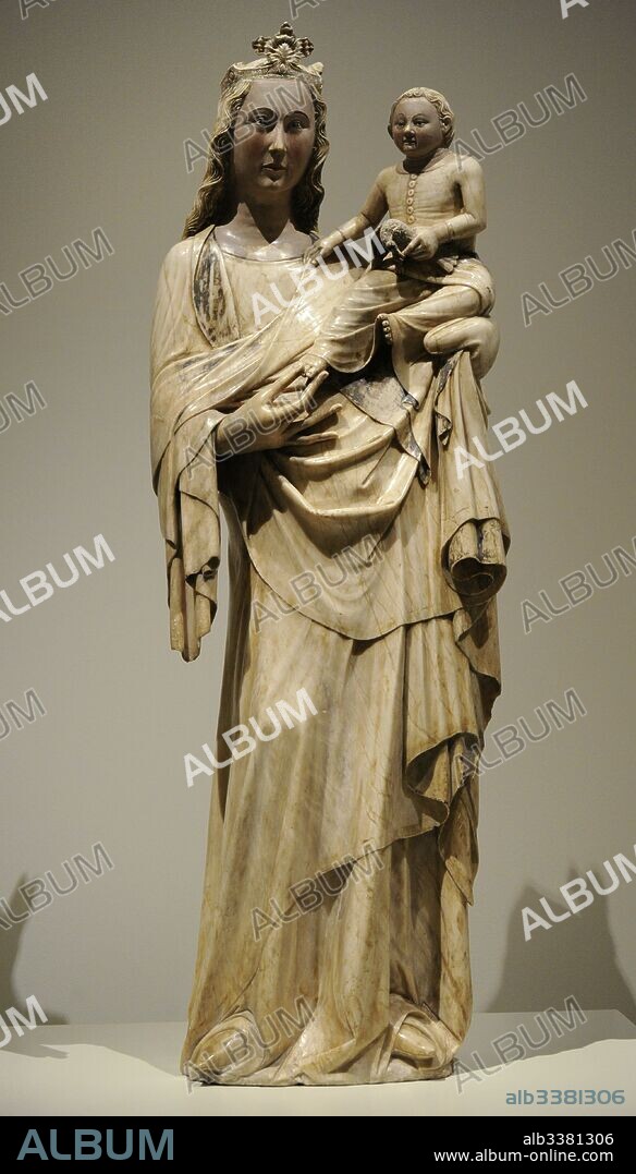 Escultura de la Virgen María. Segunda mitad del siglo XIV. Gótico. Alabastro. Anónimo. Probablemente procede de Sallent de Sanauja, Cataluña. Museo Nacional de Arte de Cataluña. Barcelona. Cataluña. España. Sculpture of the Virgin Mary. Second half of 14th century. Gothic. Alabaster. Anonym. Probably from Sallent de Sanauja, Catalonia. National Art Museum of Catalonia. Barcelona. Catalonia. Spain.