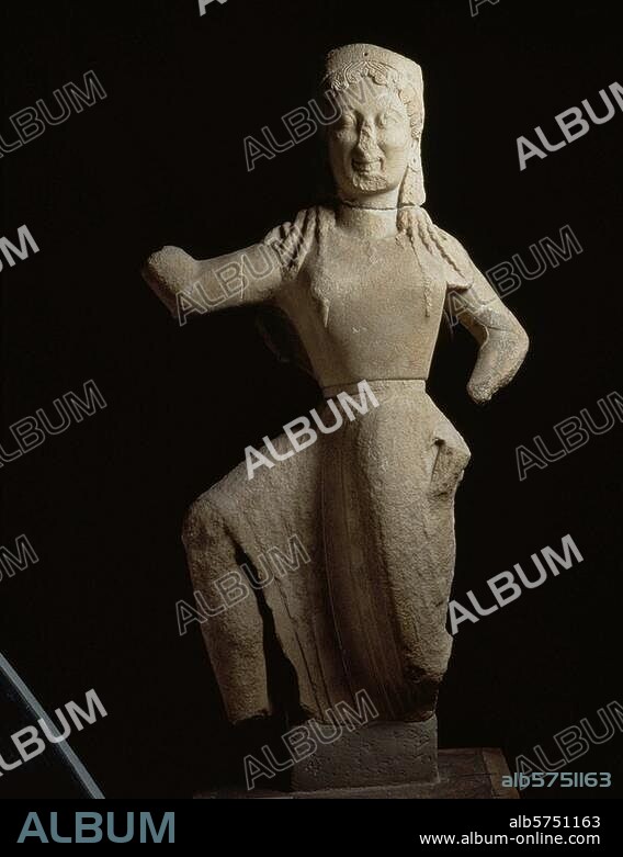 Mythology / Nike. Greek sculpture, c. 550-540 BC. Nike of Delos. Marble, height 90cm. Athens, National Archaeological Museum.