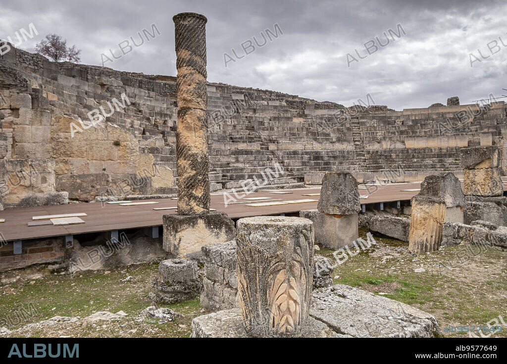 Teatro romano, parque arqueológico de Segóbriga, Saelices, Cuenca, Castilla-La Mancha, Spain.