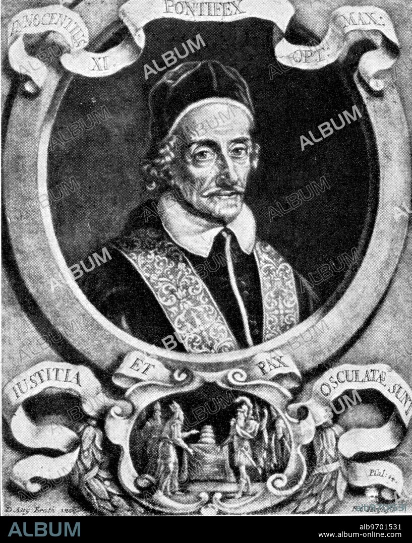 1001323 ( 1000 ) Innocenz XI. , Papst 1676 - 1689 , eigentlich Benedetto Odescalchi , geboren 1611 in Como , Kardinal , Bischof von Novara . Stichworte : Religion , Christentum , Katholizismus , Glaube , Papst , Papsttum , Kunstgeschichte , Kunsturheberrechte werden nicht vertreten.. Innocenz XI. , pope 1676 - 1689 , real name Benedetto Odescalchi , born 1611 in Como , cardinal , bishop of Novara . Keywords : religion , Christianity , Catholicism , religious faith , papacy , history of art , art history , no copyright of art .