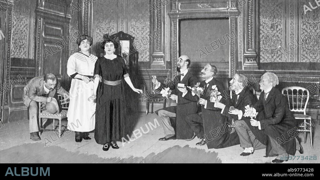 8 noviembre 1918. En el teatro Martin, de Madrid. Una escena del sainete de ventura de la Vega, "lo que A usted no le Importa".