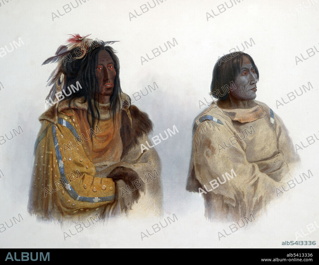 From left to right Blackfoot chief, and Peigan chief. The Blackfoot Confederacy, Niitsitapi or Siksikaitsitapi, is a historic collective name for the four bands that make up the Blackfoot or Blackfeet people: three First Nation band governments in the provinces of Saskatchewan, Alberta, and British Columbia, and one federally recognized Native American tribe in Montana, United States. The Piikani Nation or simply the Peigan (Piikani or Pekuni) are an Algonquian people from the North American Great Plains. They were the largest of three Blackfoot-speaking groups that made up the Blackfoot Confederacy with the Siksika and the Kainai, and dominated much of the northern plains during the 19th century. Voyage dans l'interieur de l'Amerique du Nord, execute pendant les annees 1832-34. Karl Bodmer (February 11, 1809, October 30, 1893) was a Swiss printmaker, lithographer, painter, illustrator and hunter.