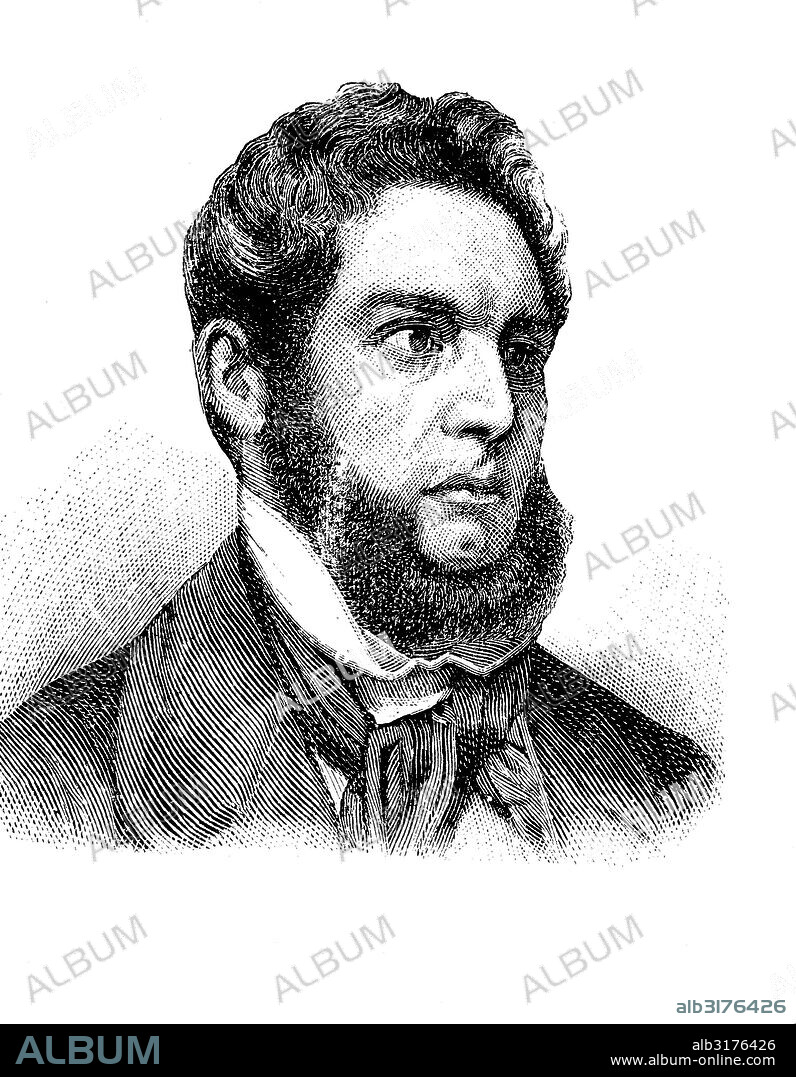 Franz heinrich zitz, 1803 - 1877, a german politician and member of the frankfurt parliament at paulskirche church in frankfurt, wood engraving, about 1880.