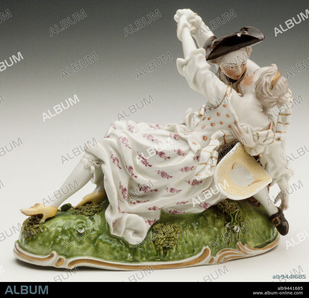 The Stolen Kiss, c. 1770, Karl Gottlieb Lucle; Manufacturer: Frankenthal Porcelain Factory, Frankenthal (Germany), 17551799, 5 3/4in. (14.6cm), Porcelain, Germany, 18th century.