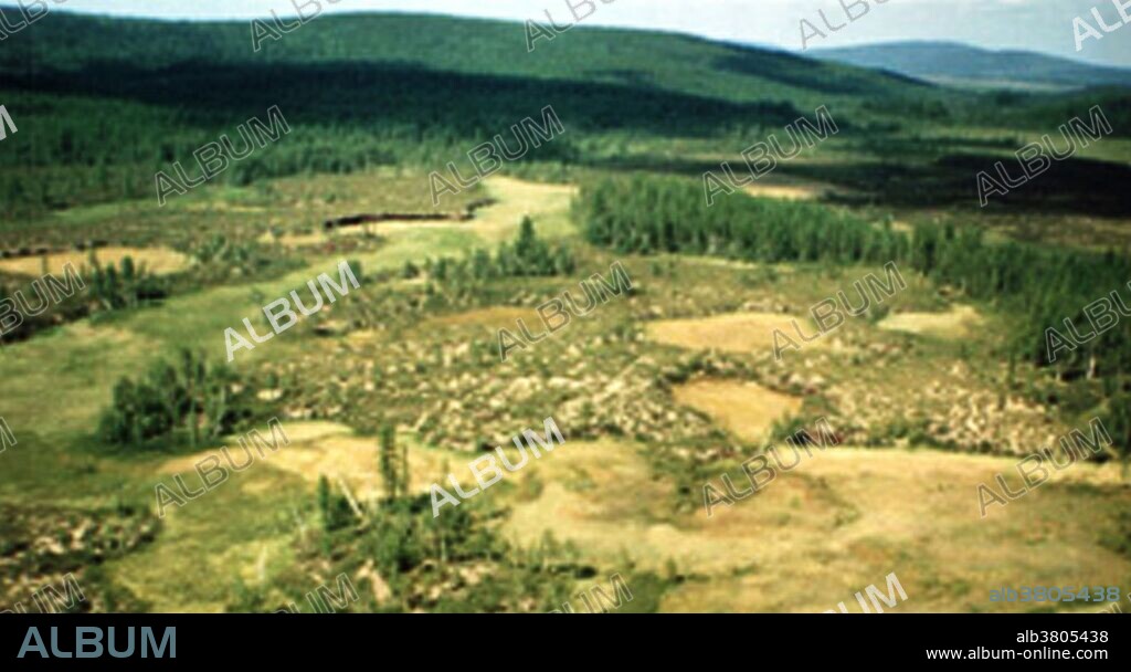 Ground zero of the Tunguska event. The Tunguska event was a massive explosion that took place around 7:14 am on June 30, 1908 in Siberia, Russia. Although the cause is debated by some, the explosion is thought to be caused by the air burst of a large meteoroid or comet fragment at an altitude between 3 and 6 miles above Earth's surface. Expeditions to the area found immense damage with about 830 square miles of forest flattened.