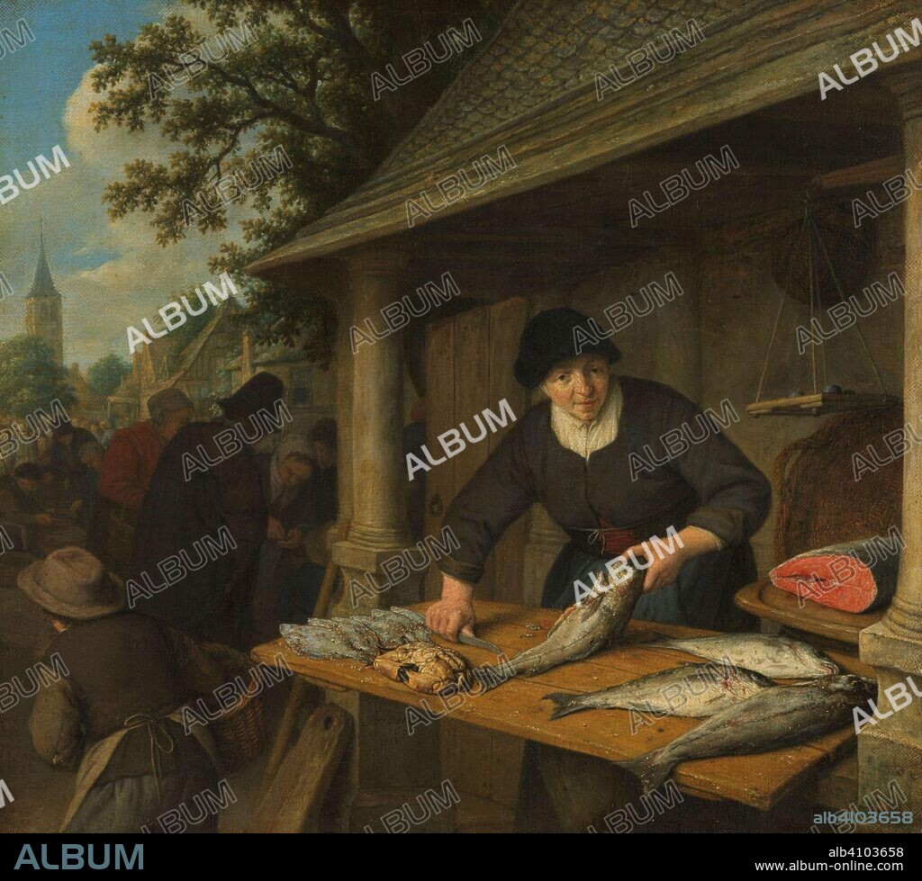 ADRIAEN VAN OSTADE (MENTIONED ON OBJECT). The fishwife. Dating: 1672. Measurements: h 36.5 cm × w 39.5 cm; d 6.1 cm.