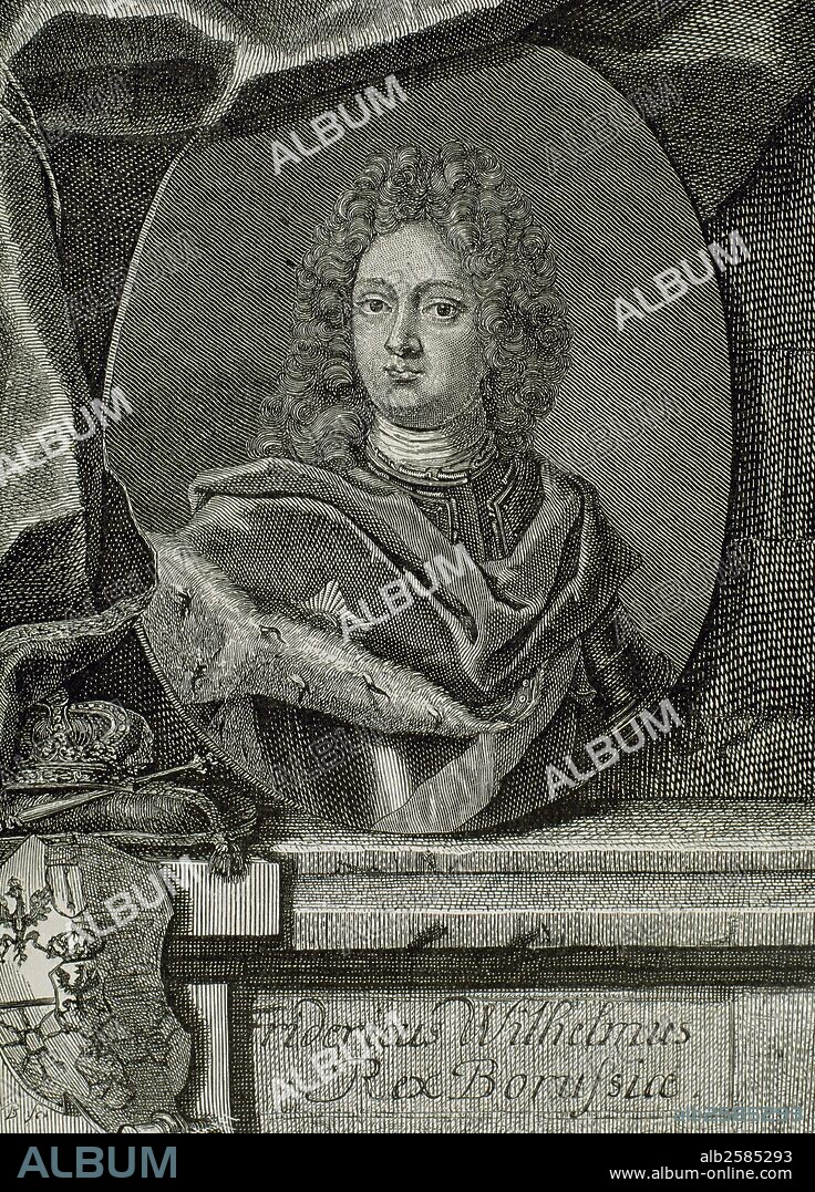 Frederick William I of Prussia(1688-1740). Known as the Soldier King. King in Prussia and Elector of Brandenburg. Engraving by M. Bernigeroth. 19th century.