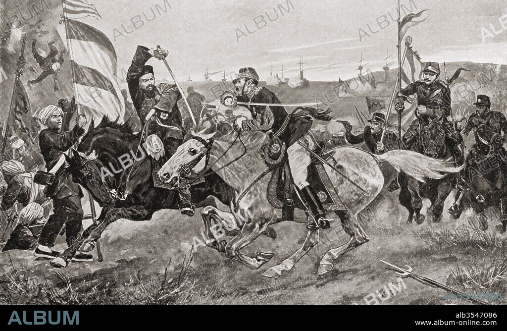 The Battle of Pyongyang, the second major land battle of the First Sino-Japanese War, 15 September 1894 in Pyongyang, Korea between the forces of Meiji Japan and Qing China. From Hutchinson's History of the Nations, published 1915.