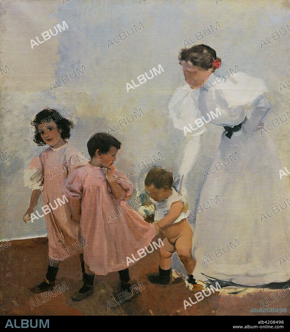Joaquin Sorolla y Bastida (1863-1923). Spanish painter. My wife and my children, 1897-1898. Unfinished painting. Canvas, 160 x 150 cm. Sorolla Museum. Madrid. Spain.