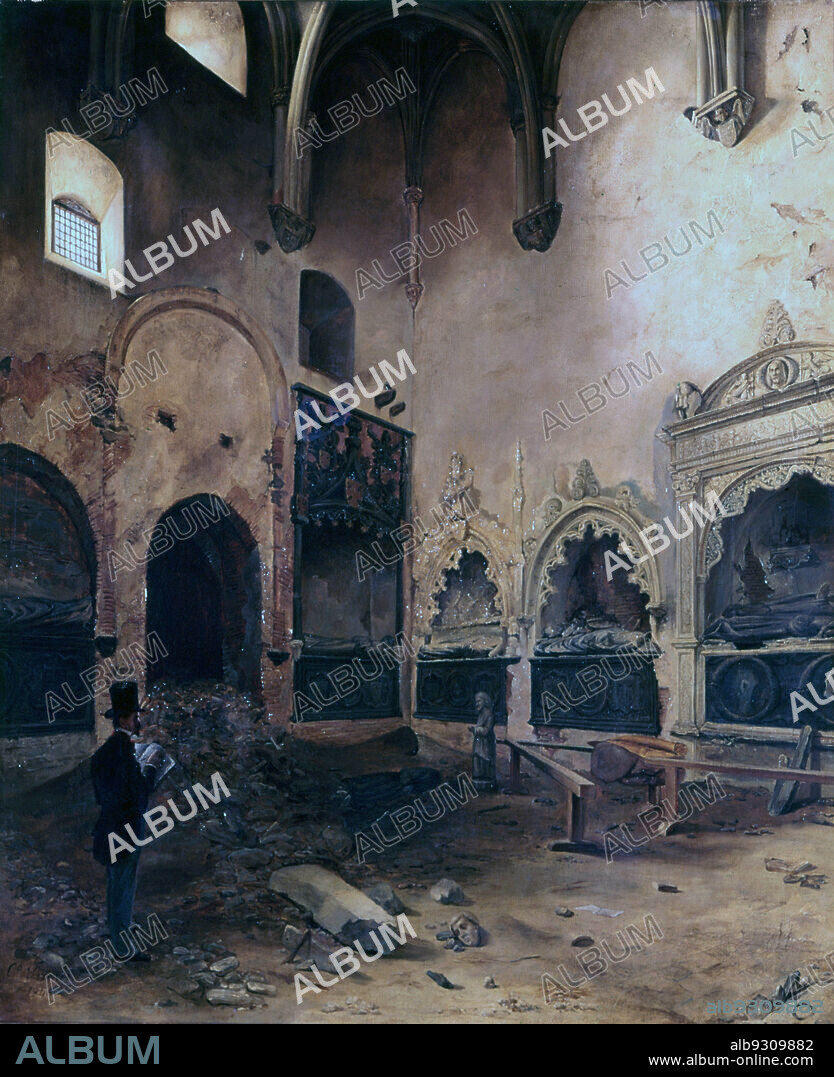 CECILIO PIZARRO. PIZARRO , CECILIO. PINTOR ESPAÑOL. TOLEDO 1825- 1886. RUINAS DE SAN JUAN DE LOS REYES EN TOLEDO , 1846. LA CAPILLA DE SANTA QUITEIRA . MUSEO ROMANTICO . MADRID.