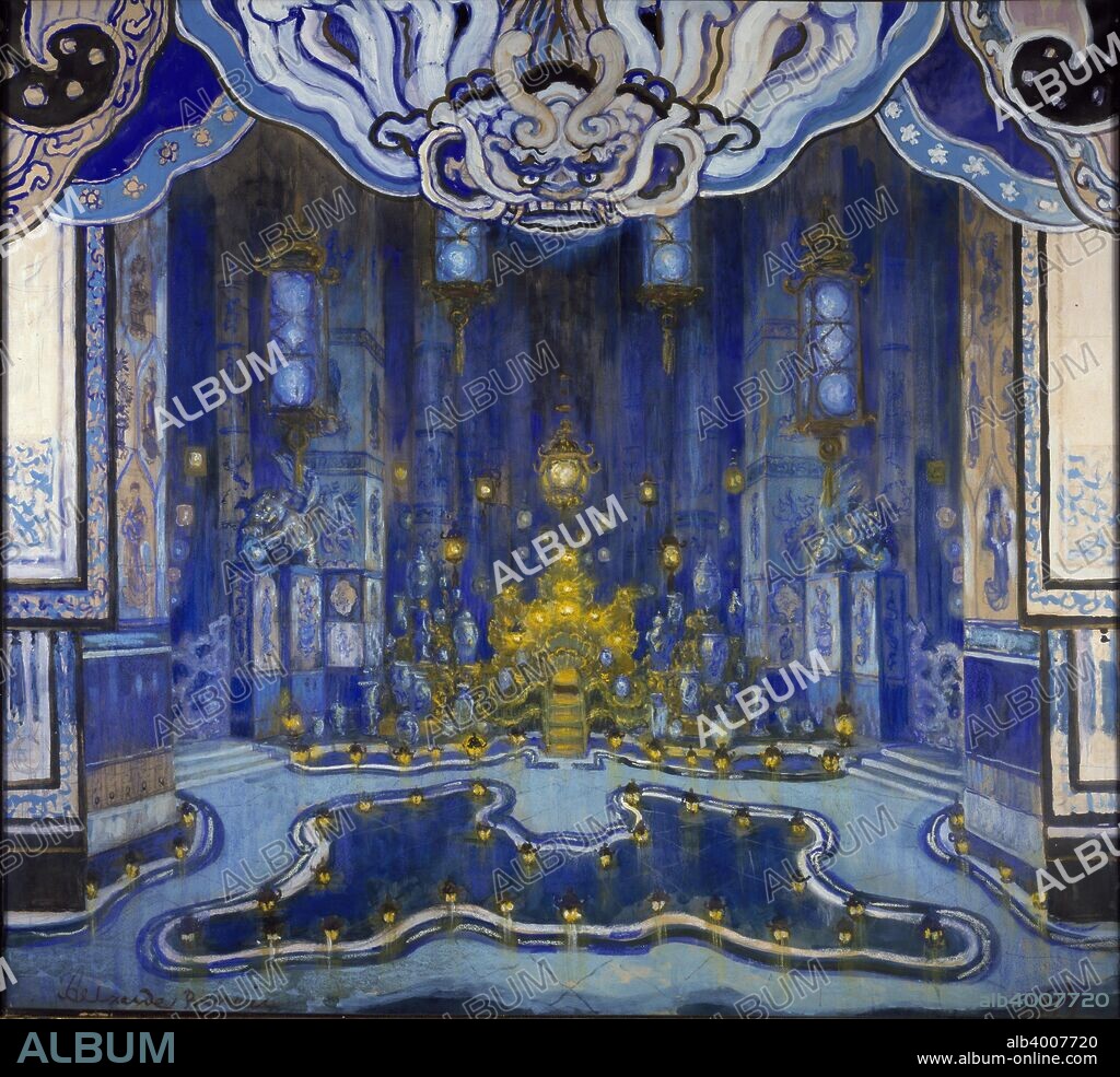 ALEXANDRE BENOIS. Design for the Decor of 'La Salle du Trone' in 'Le Rossignol', 1914. Dimensions: height x width: sheet 101 x 109 cm.