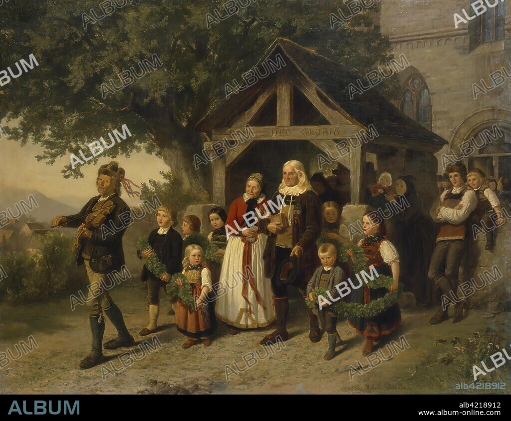 HUBERT SALENTIN. 'Golden Wedding'. Germany, 1857. Dimensions: 95,5x122,5 cm.